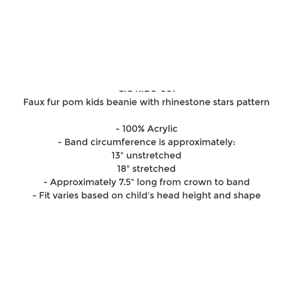 C.C.Beanie Kids Rhinestone Stars Beanie w/Pompom Lt Gre - Picture 3 of 3